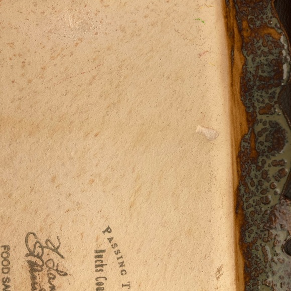 Signed Serving Tray Studio Art Pottery Handmade Stoneware Bucks Floral - Picture 4 of 7